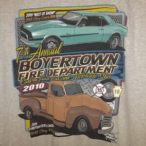 Custom Truck Car And Motorcycle Show T Shirt Mens 2XL Jerzees Short Sleeve Gray